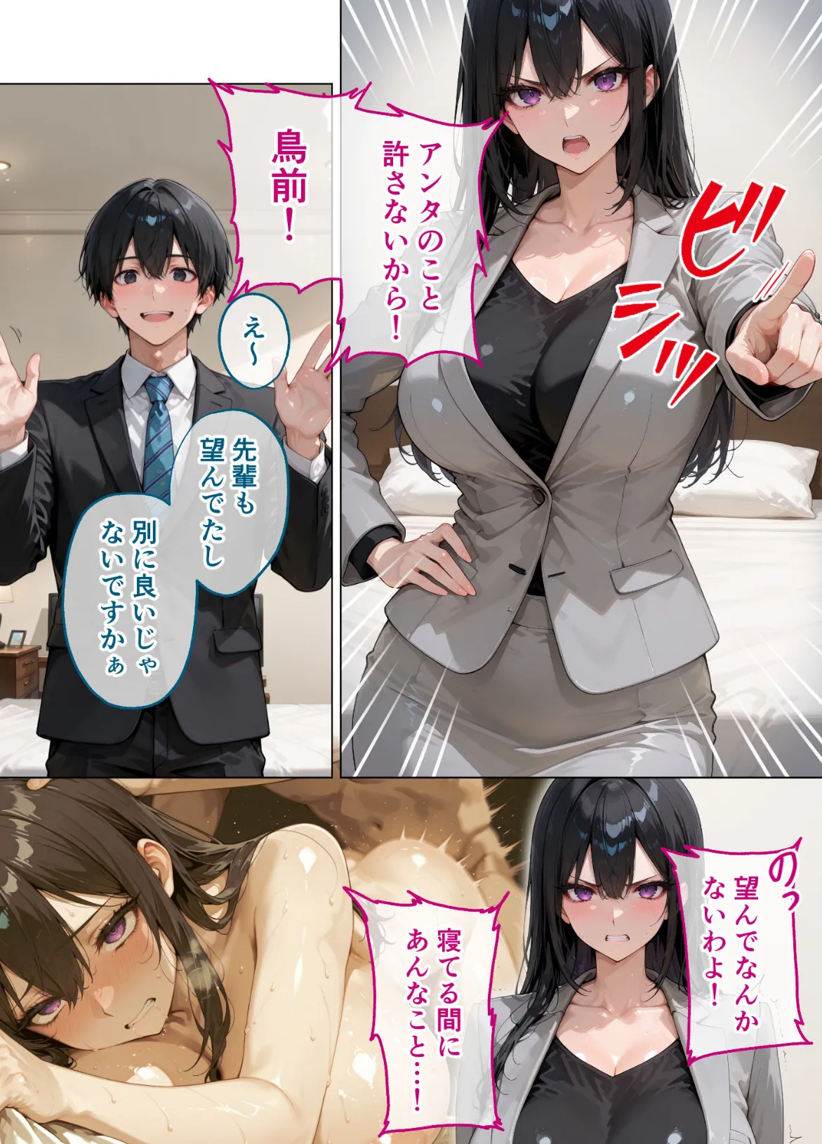 お二人様一室、メス堕ちにつき 〜抗う高飛車女上司を屈服させる部下の蛮行〜 モザイク版 3ページ